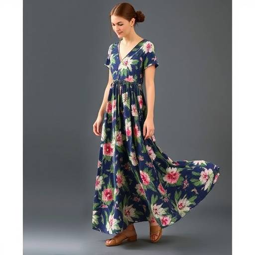 Abito lungo in cotone organico con stampa floreale