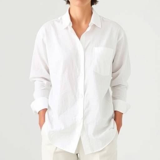 Camicia in lino bianco con maniche lunghe