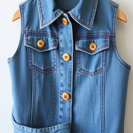 Gilet in denim riciclato con bottoni in legno
