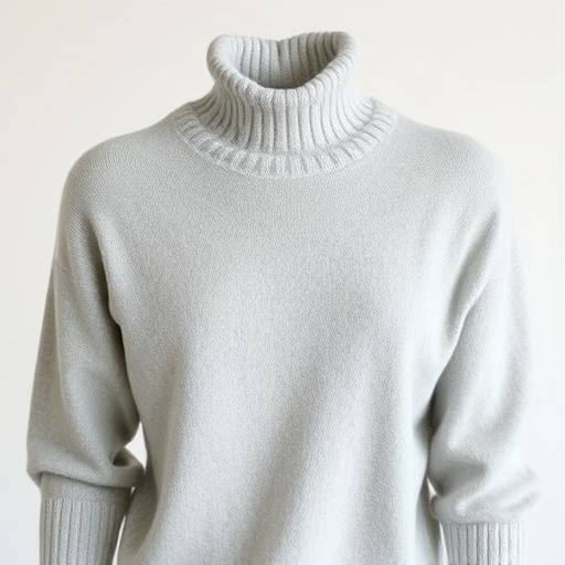 Maglione di cashmere riciclato color grigio chiaro con collo a lupetto. La trama &radic;&reg; morbida e confortevole.