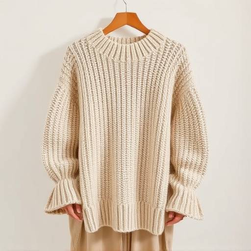 Maglione oversize in lana riciclata color beige