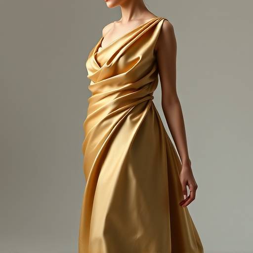 Modella che indossa un abito lungo verde smeraldo realizzato in seta biologica, con dettagli drappeggiati e una silhouette elegante. 